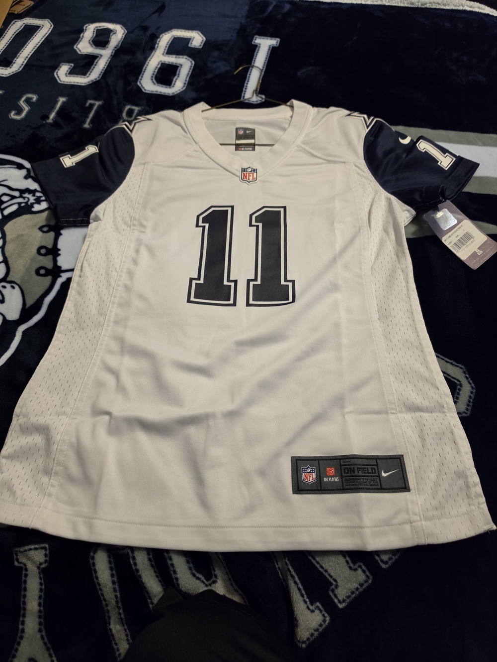 Nike White and Navy #11 Women's Football Jersey